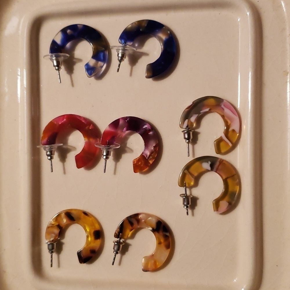 Acrylic confetti hoop earrings 4 pairs